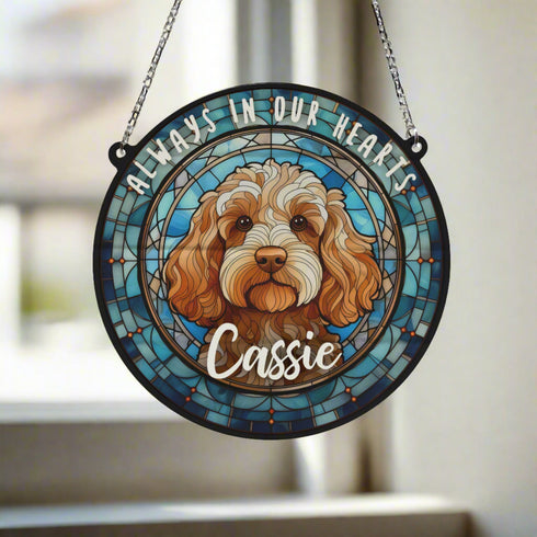 Cockapoo Golden Memorial Stained Glass Effect Suncatcher